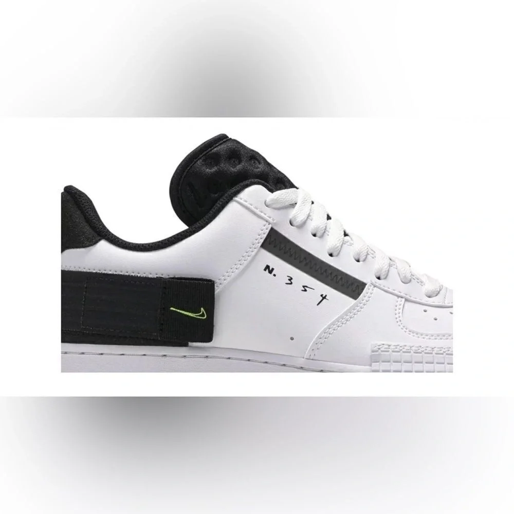 NIKE Air Force 1‎ Type White Black Volt Women/Unisex/Big Kid/Men NWOB Size 8